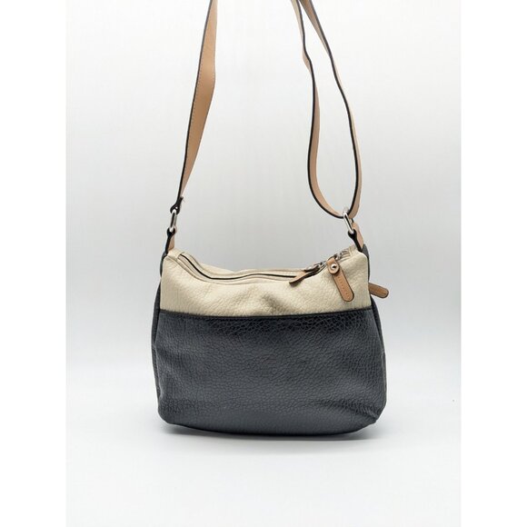 GIANI BERNINI pebbled faux-leather colorblock hobo shoulder bag -BLACK/IVORY - Picture 2 of 8